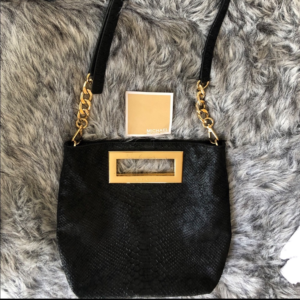 Black and Gold Snake print bag. - Picture 1 of 4